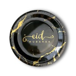 Eid Mubarak Assiettes marbre noir 10 pcs