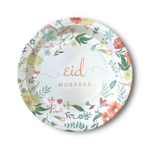 Eid Mubarak Assiettes fleur 10 pcs